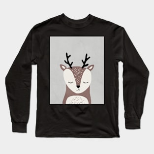 Deer, Abstract, Mid century modern kids wall art, Nursery room Long Sleeve T-Shirt